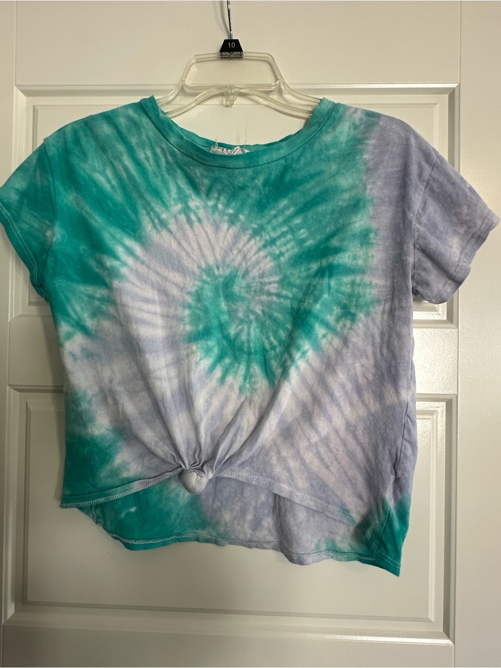 Tie-Dye Cropped Tee in Teal & Lavender